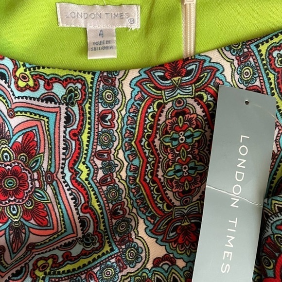 London Times Floral Sleeveless Sheath Dress Size 4 - Picture 6 of 9